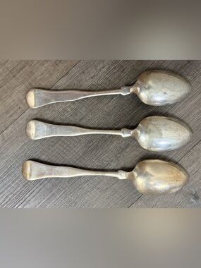 Antique Rare HTF 1845-1846 Rogers Brothers Fiddleback Spoon Set Of 3
